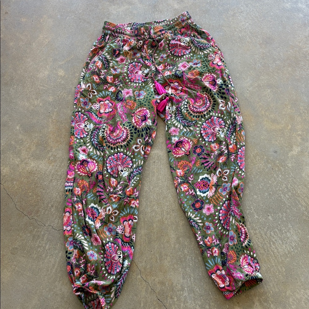 Boden Crinkled Tapered Trousers Paisley Pull-On  Pants Size US 4R - Picture 4 of 5